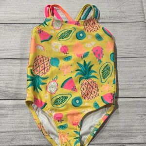 Cat & Jack Toddler Girls Yellow Fruit Print One Piece Swimsuit
